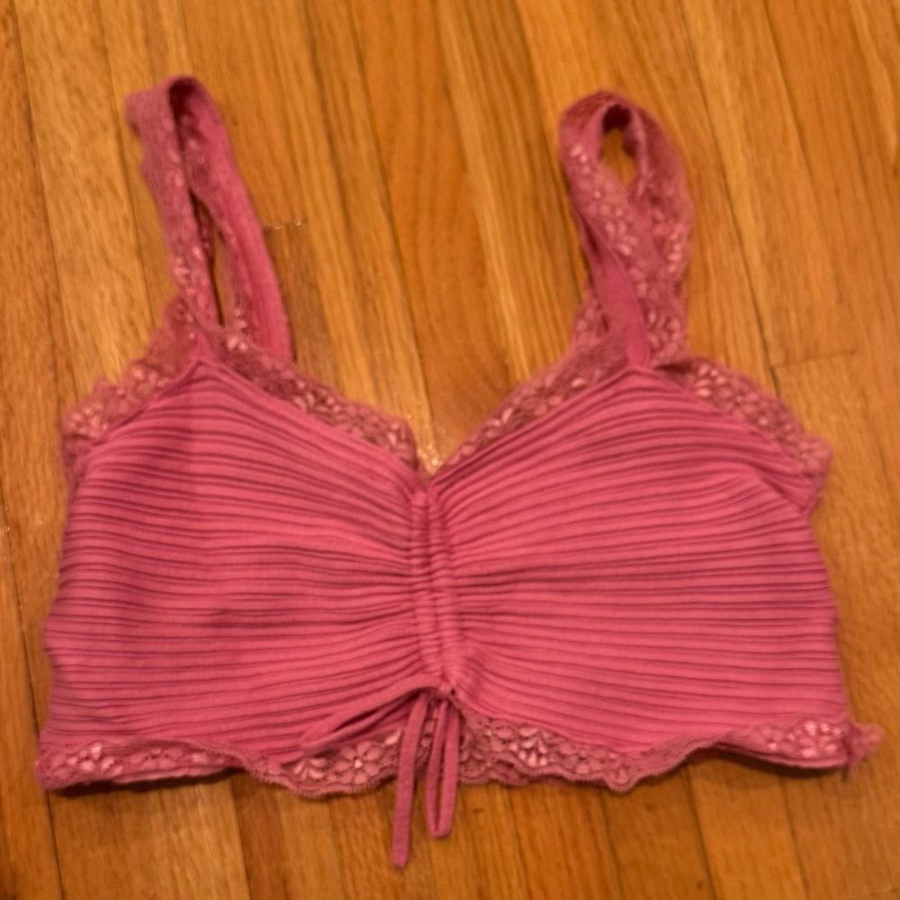 Garage Pink Lace Trim Crop Top M